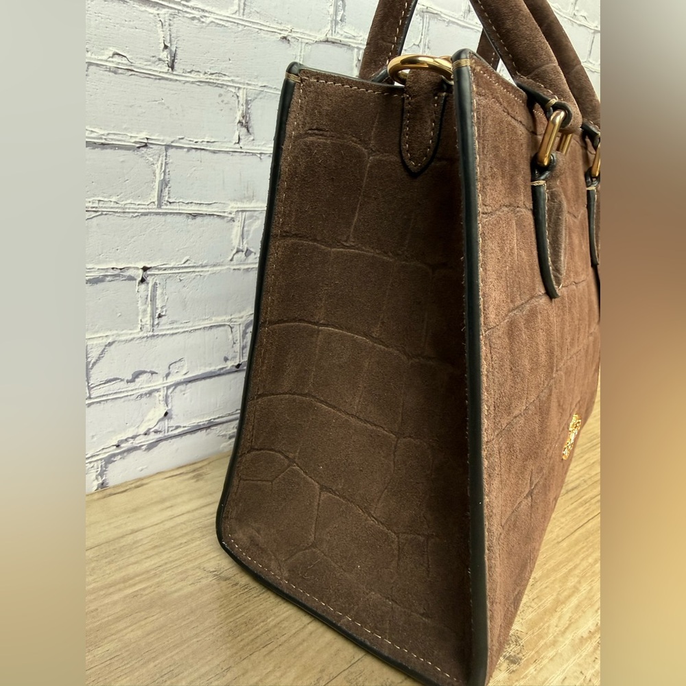 NWT Coach Maggie Small Tote Gold hardware/Maple Crocodile-embossed suede CCC71 - Picture 4 of 16